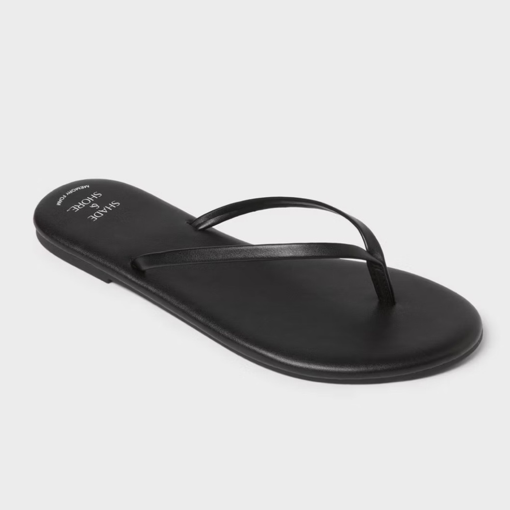 Shade & Shore Women’s Cali Black Thong Sandals with Memory Foam Insole